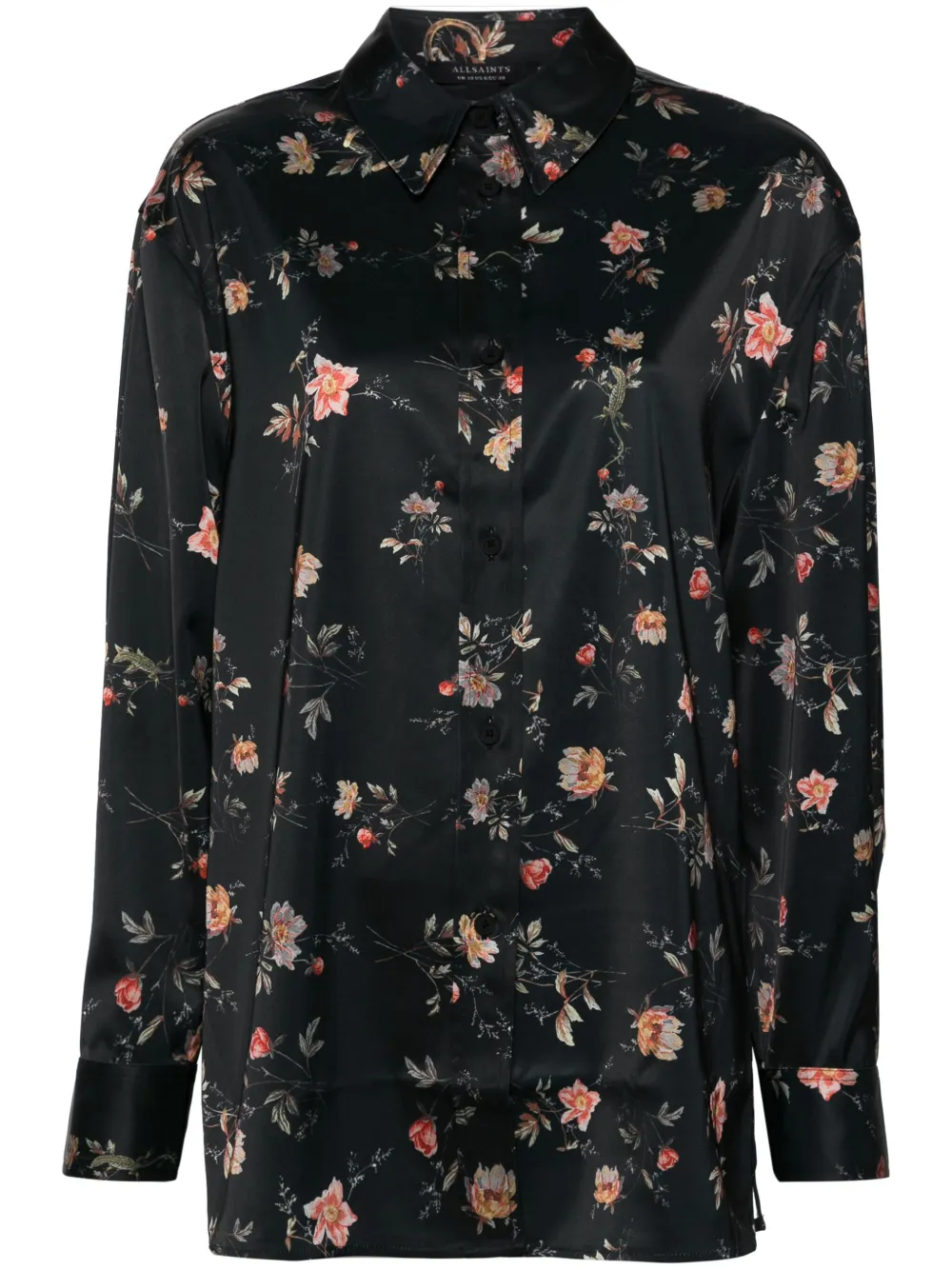 

Атласная рубашка Louisa с цветочным принтом AllSaints, черный