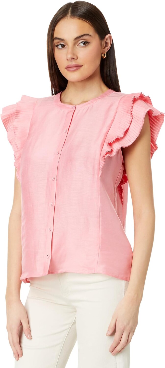 

Топ Vineyard Vines Flutter Sleeve Pintuck Top, цвет Cayman