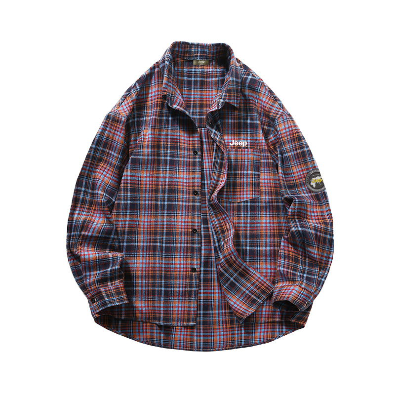 

Рубашка Unisex Lapel Moderate Others Jeep, красный plaid