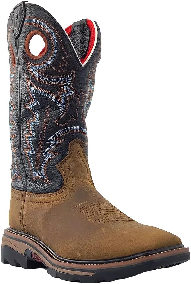 

Ботинки R. Watson с квадратным носком, стальным носком и водонепроницаемые, Кофе с эффектом потертости/Полуночный черный R. Watson Boots