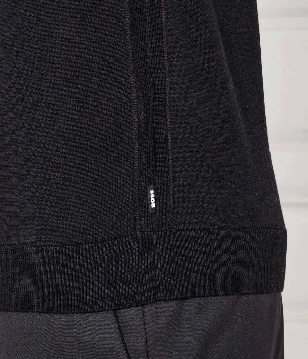 Шерстяной свитер с перевивочным переплетением Slim fit Boss, черный — фото 4