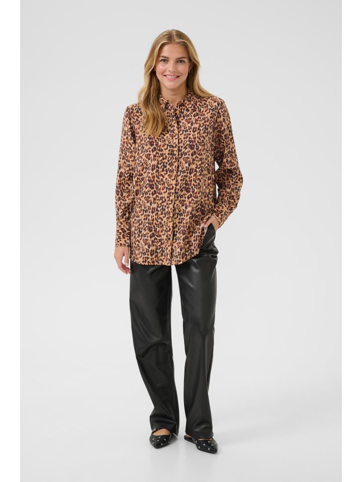 

Cream Рубашка с длинными рукавами CRELuna свободного кроя, коричневый леопардовый принт