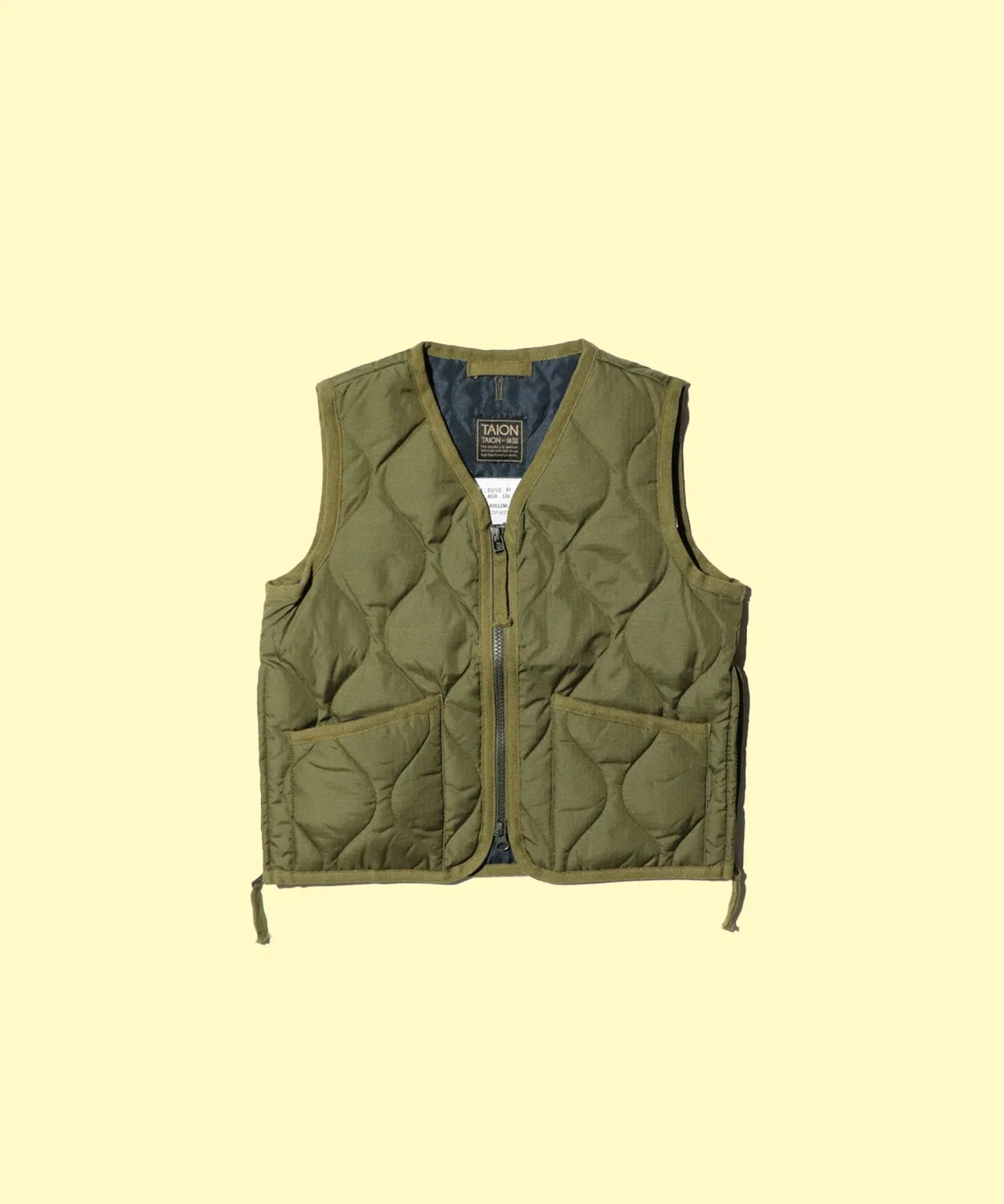 Детский даун-жилет TAION Military Zip V-Neck Down Vest, оливковый