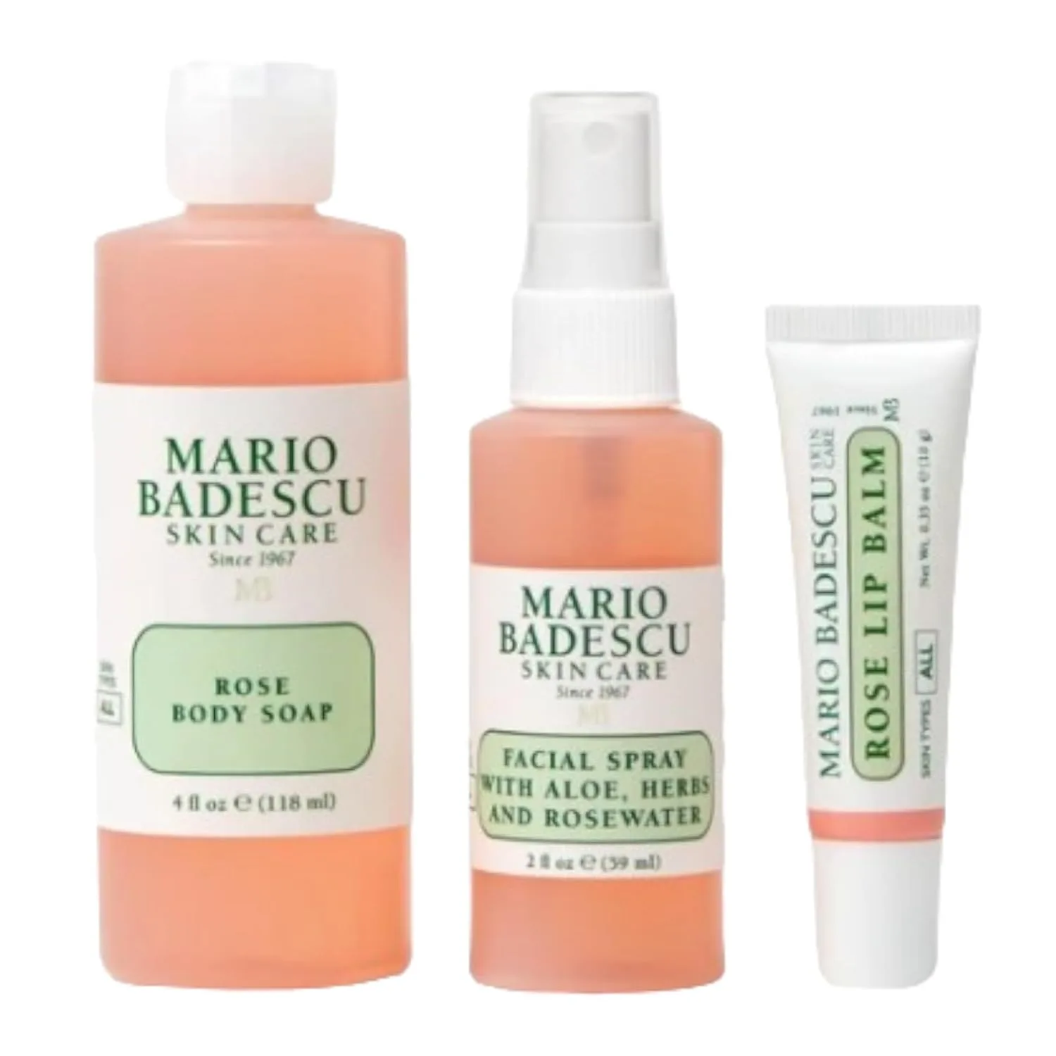 Набор Mario Badescu Rose Essentials из 3 предметов: гель для душа с розовой водой, спрей для лица с розовой водой и бальзам для губ для увлажнения кожи всего тела. — фото 2