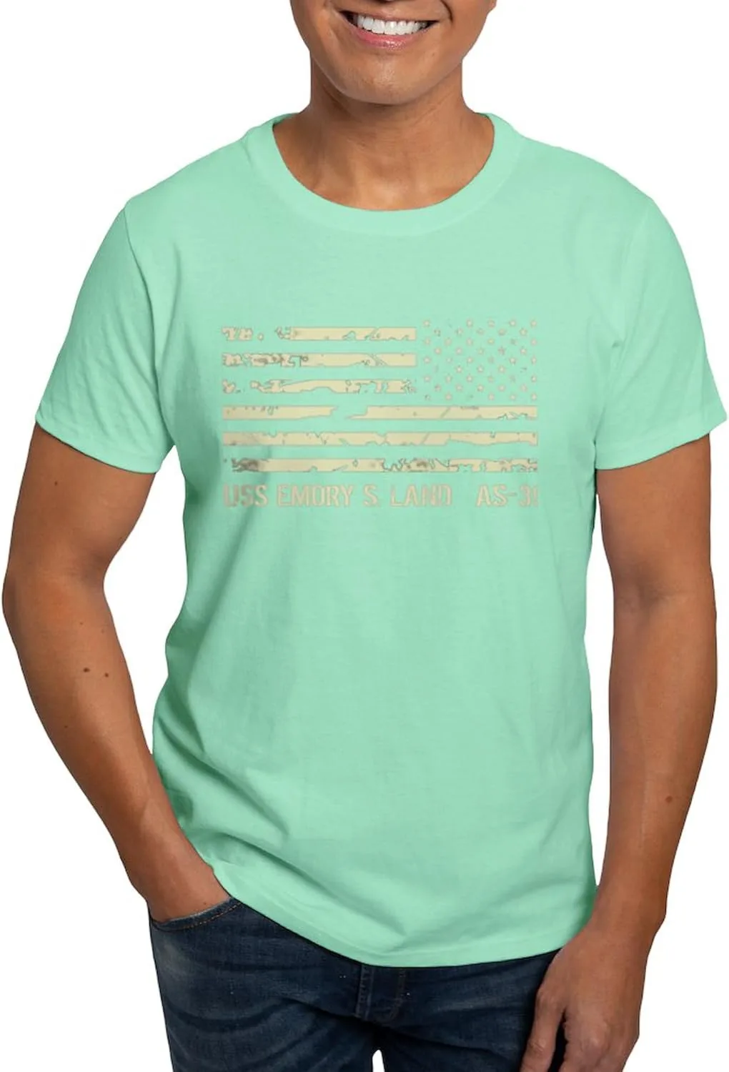 

Футболка мужская USS Emory S Land Dark, 100% Cotton, Classic Graphic White CafePress