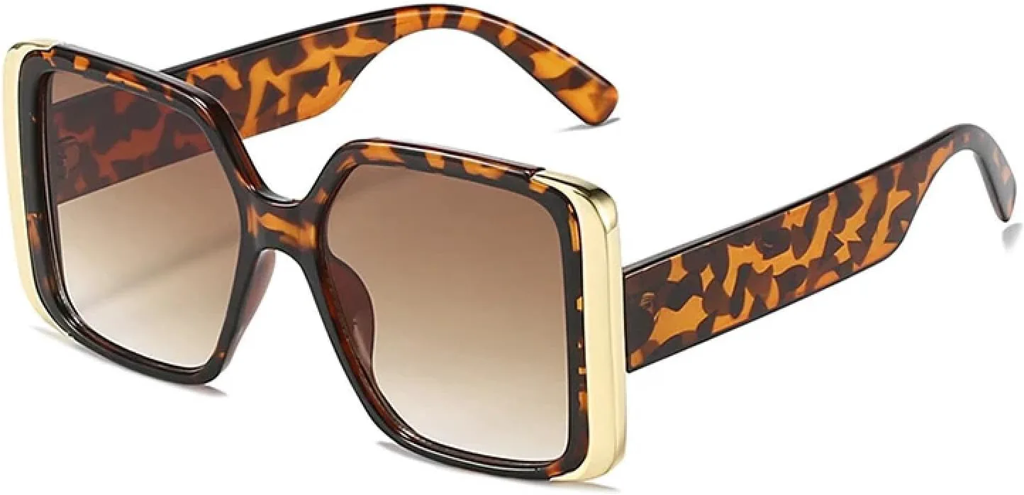 

Винтажные солнцезащитные очки в оправе для женщин и мужчин, модные ретро-очки для путешествий и вождения, защита от УФ-излучения UV400 TKKTLLT, Leopard Gradient Tea