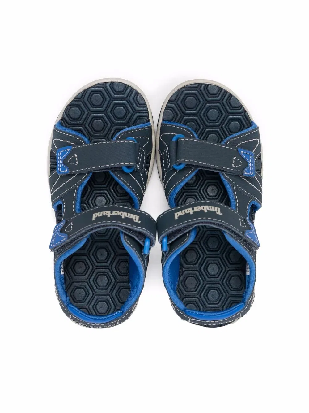 Сандалии с логотипом и ремешками на липучках Timberland Kids, синий — фото 3