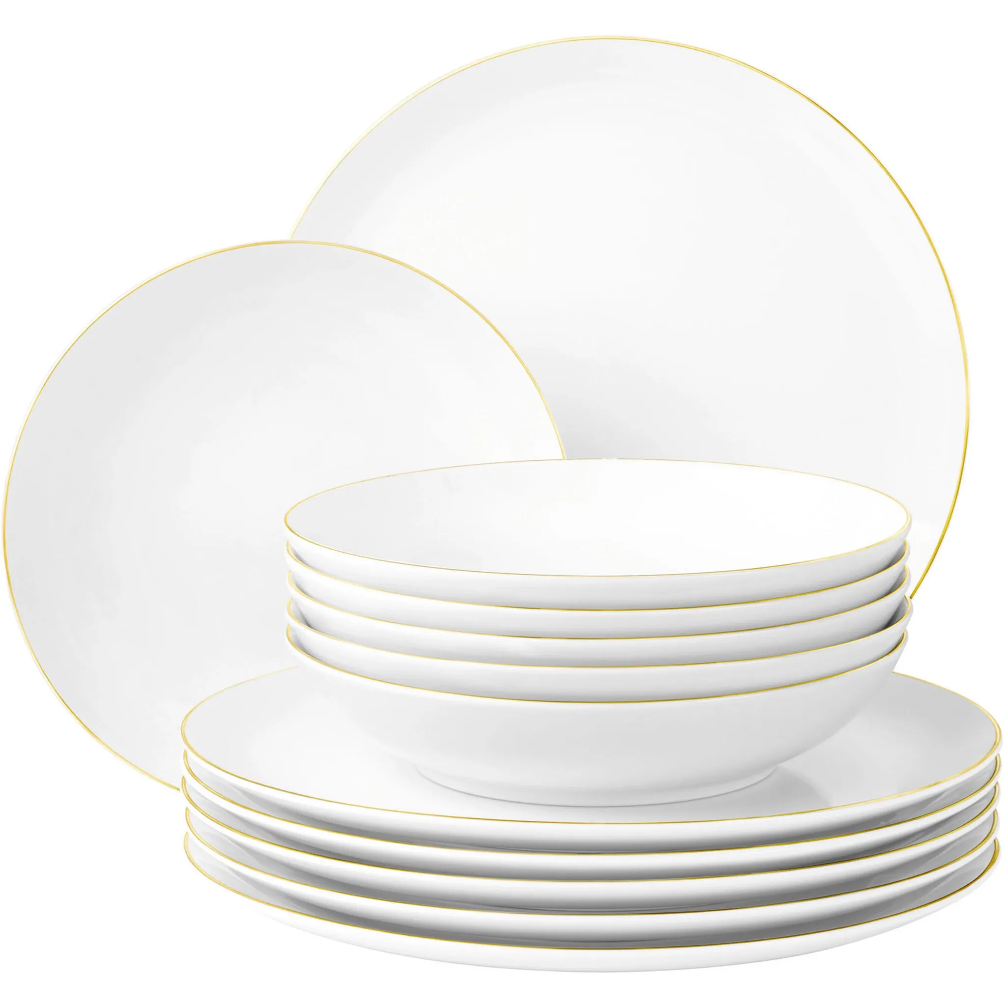 

Сервиз Seltmann Weiden «Набор тарелок, Набор посуды Liberty», (набор, 12 предметов, 6x тарелок круглые 27,5 см) 6 тарелок для завтрака диаметром около 22,5 см), вневременной язык дизайна, Сделано в Германии, 12 предметов, на 6 человек, цвет gold...