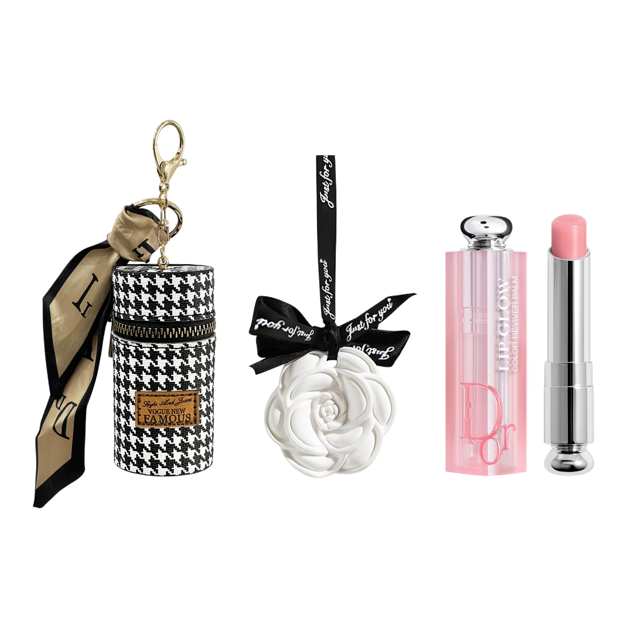 

Набор образцов матовой помады Intense Blue Gold увлажняющий вечерний тон кожи ароматерапия сумка DIOR, Enchanting Color-Changing Lipstick #001 светло-Pink+Camellia Aromatherapy+Houndstooth Lipstick Case