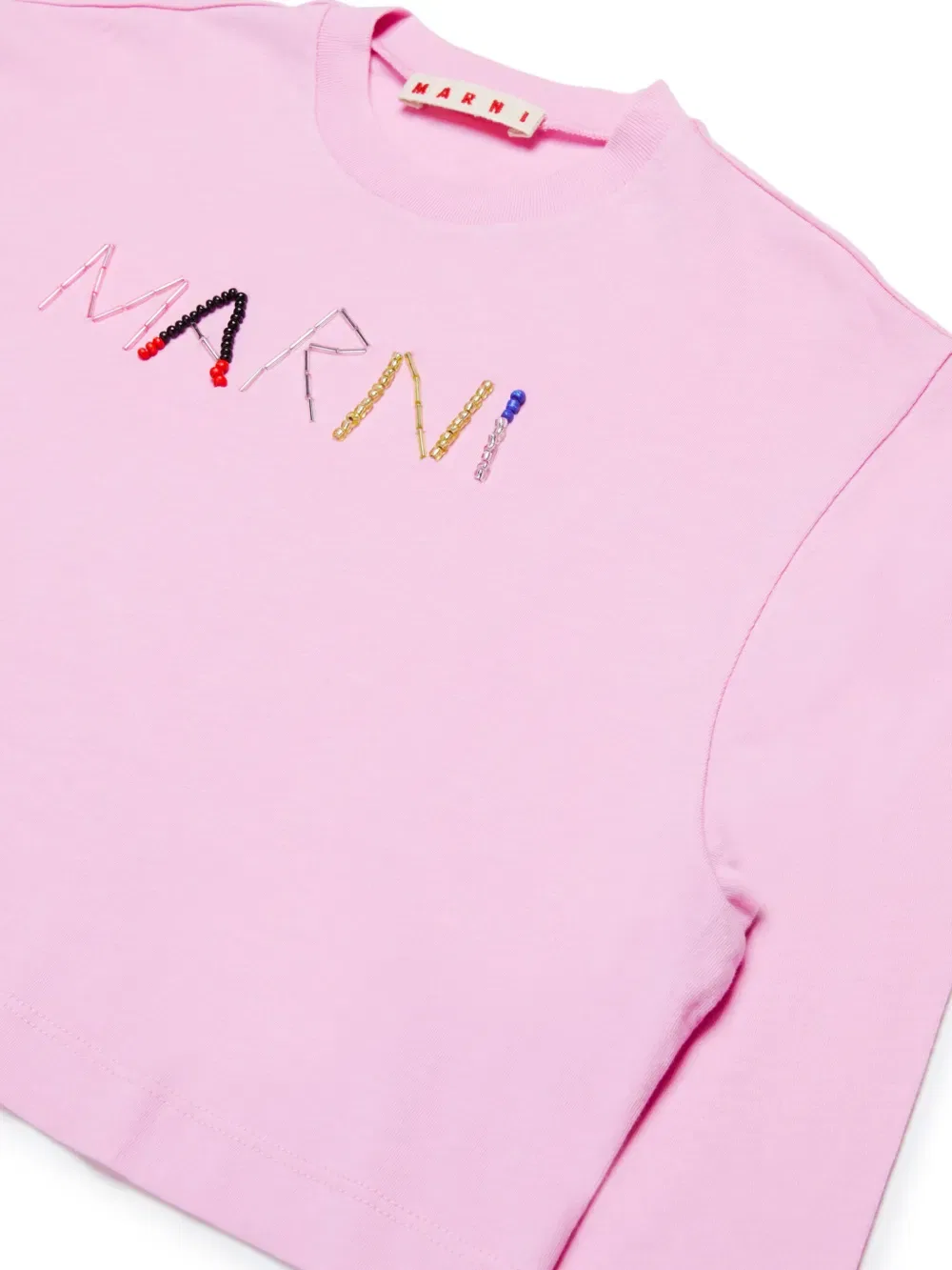 Хлопковая футболка с логотипом Marni Kids, розовый — фото 3