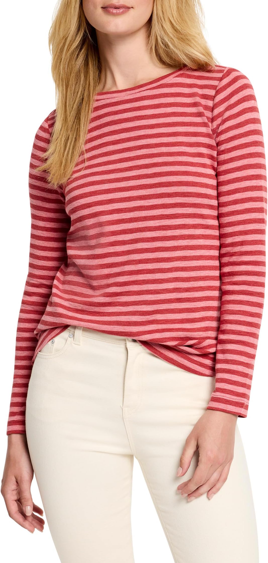 

Футболка NIC+ZOE Striped Bracelet Sleeve Boat Tee, цвет Red Multi