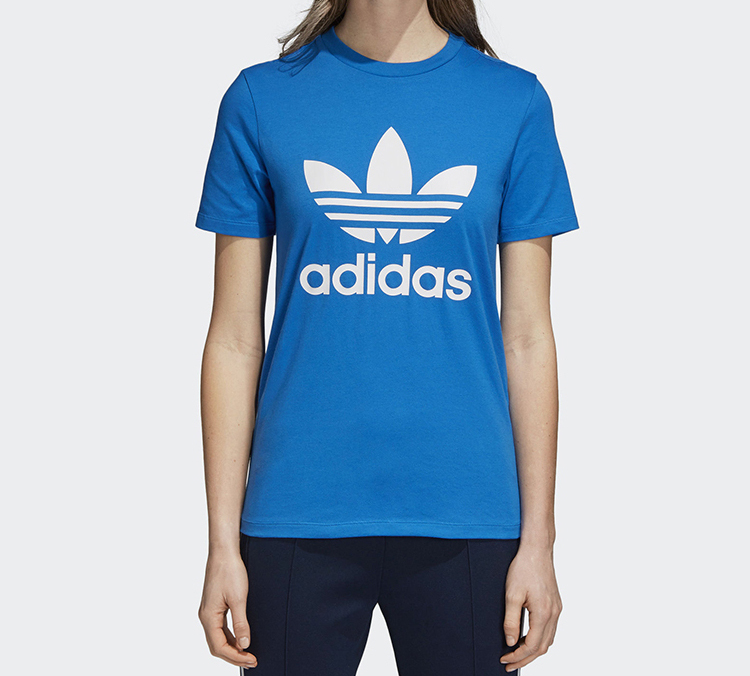 Футболка с втачным рукавом женская "Птичье перо" голубая Adidas Originals — фото 4