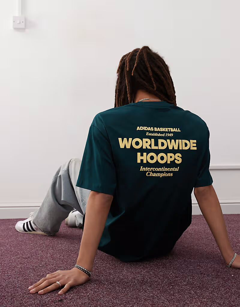 

Футболка с принтом Basketball зеленого цвета Adidas Originals, Зеленый, Футболка с принтом Basketball зеленого цвета Adidas Originals