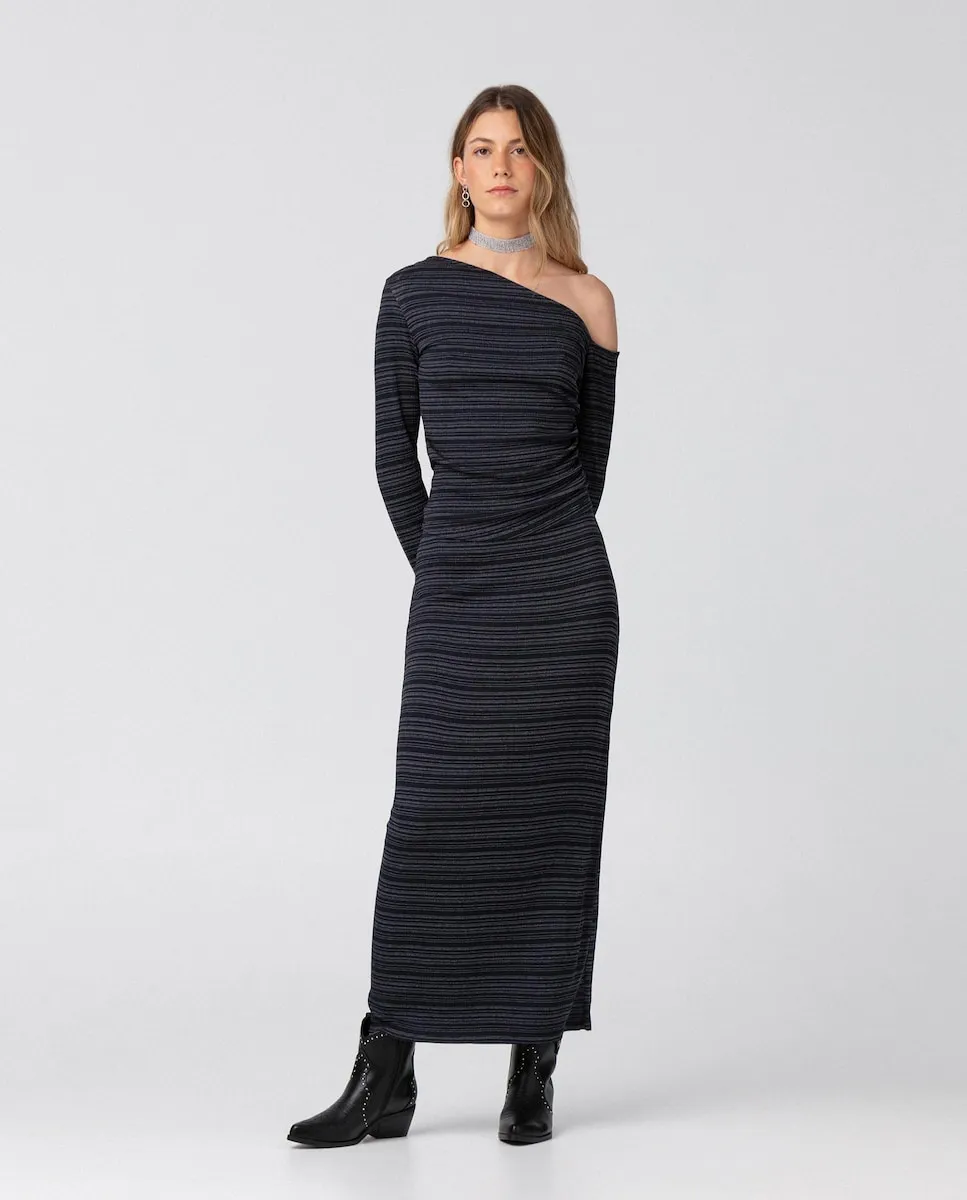 

Длинная юбка в полоску с эластичной талией Noon, черный/синий