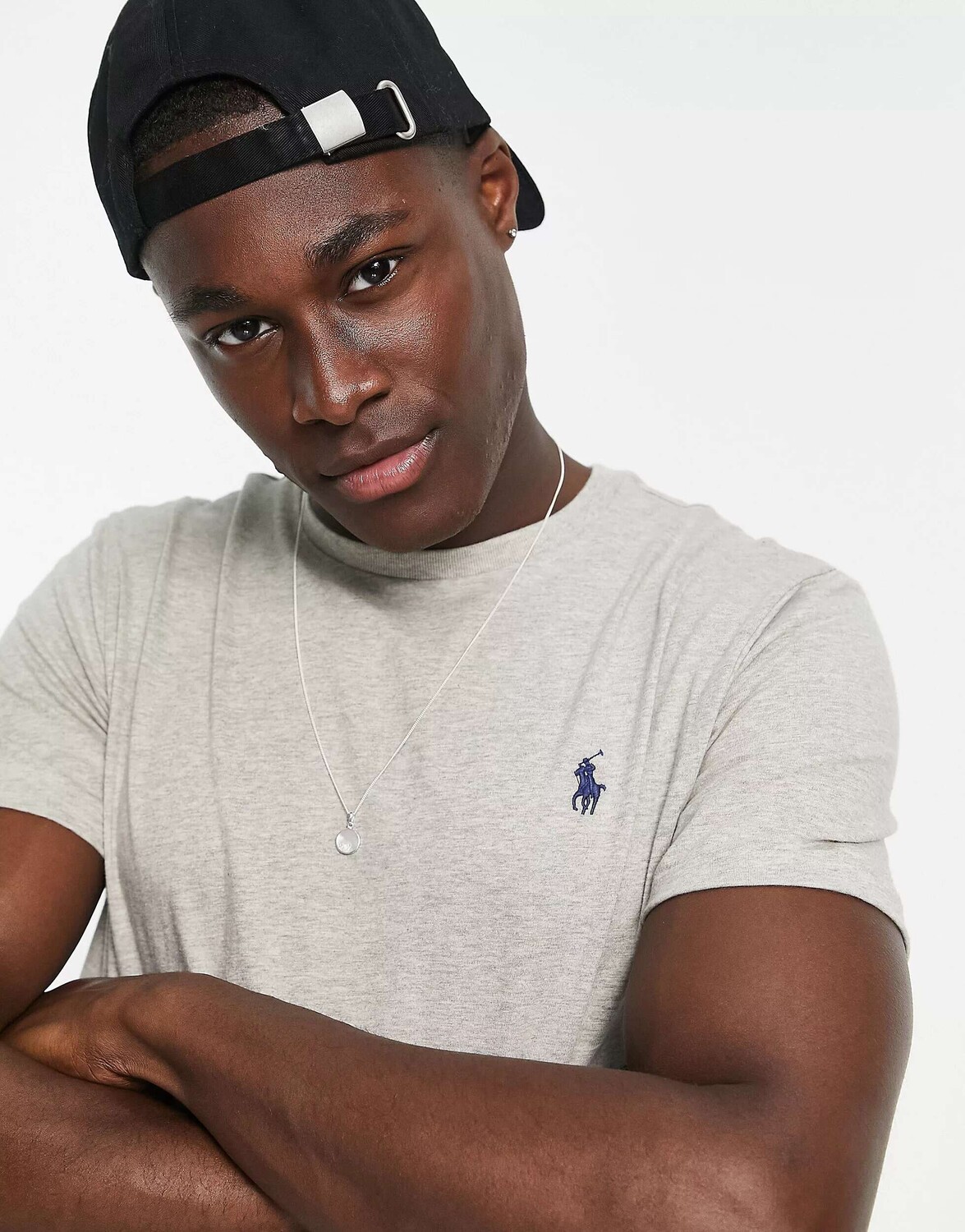 Серая футболка узкого кроя с круглым вырезом Polo Ralph Lauren — фото 4