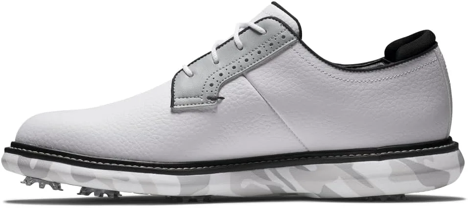 

Мужские гольф-туфли FootJoy Traditions Blucher предыдущего сезона, белый/серый