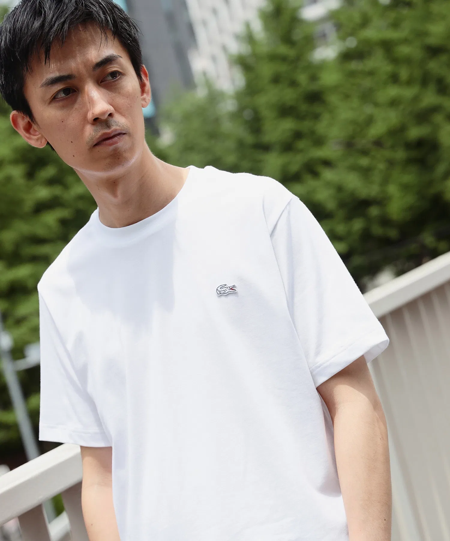Унисекс футболка Lacoste с круглым вырезом белая