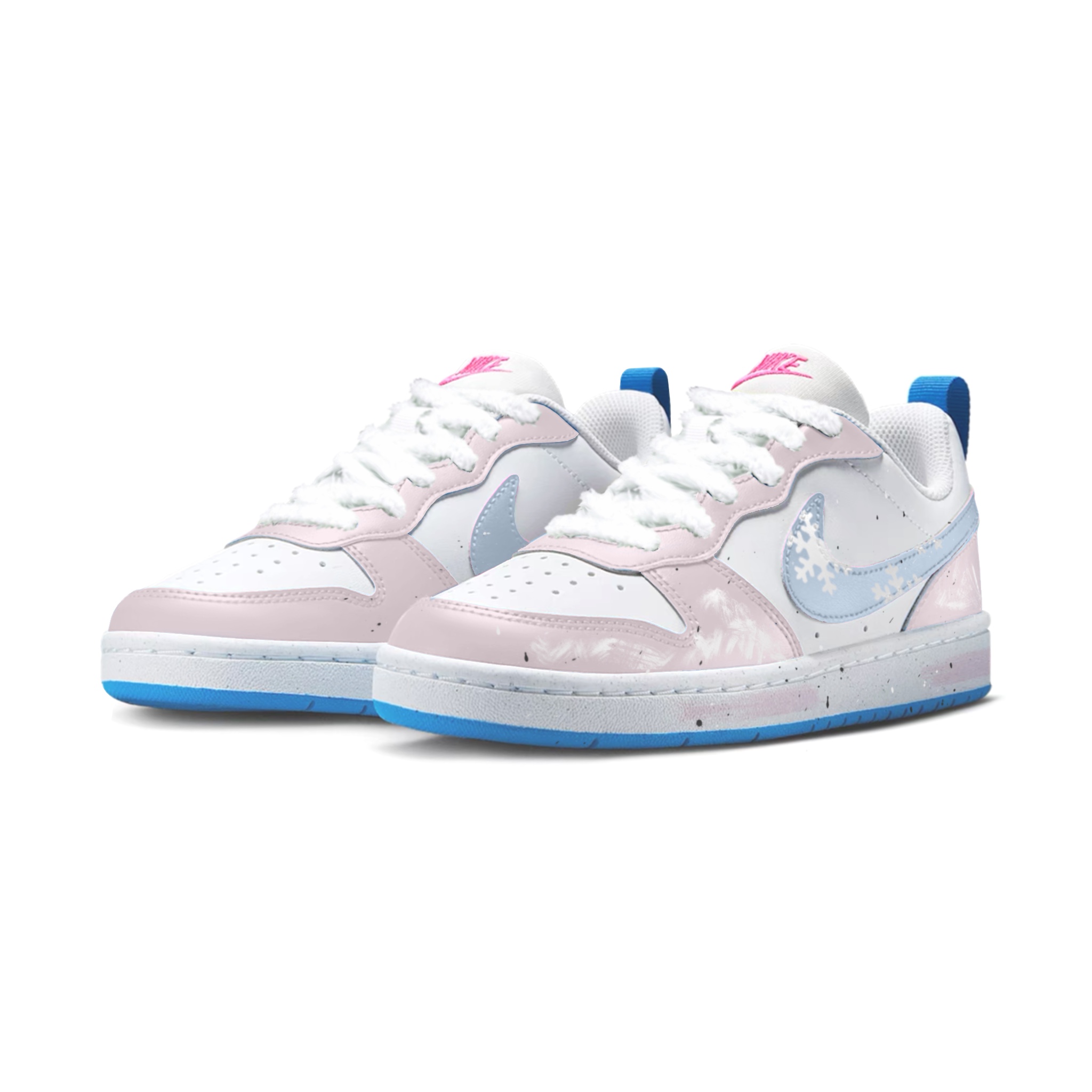 Nike Court Borough Synthetic Leather Slip Resistant Abrasion Resistant Low top Kids' Skateboarding Shoes Pink Blue — фото 4