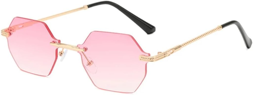 

Солнцезащитные очки с защитой UV400 | Без оправы, металлический панк, разноцветные линзы | Для женщин и мужчин, для занятий спортом на открытом воздухе и вождения DSVIGF, Gold-lightpink