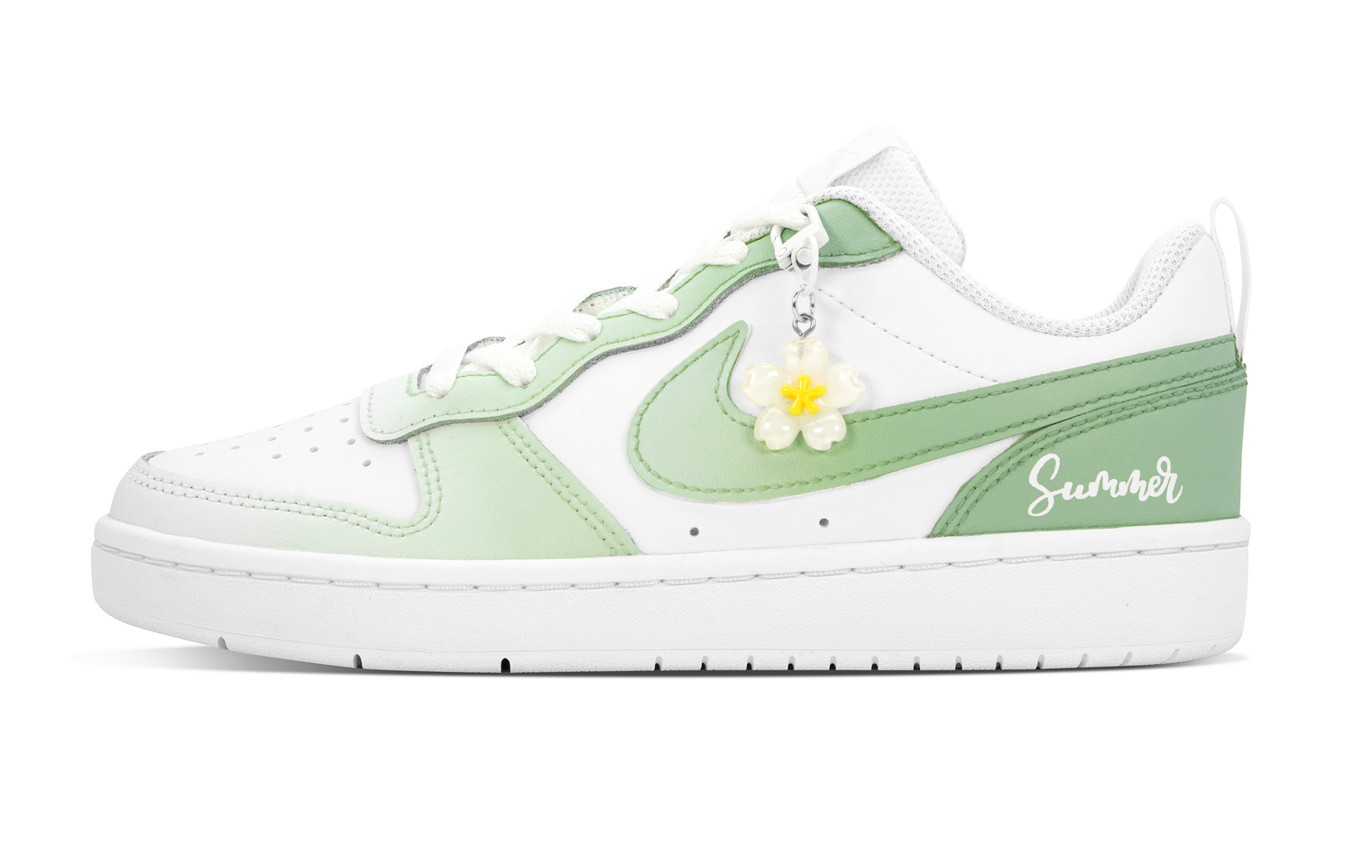 

Nike Кроссовки для скейтбординга Court Borough Low 2 противоскользящие износостойкие низкие бело-зеленые для подростков