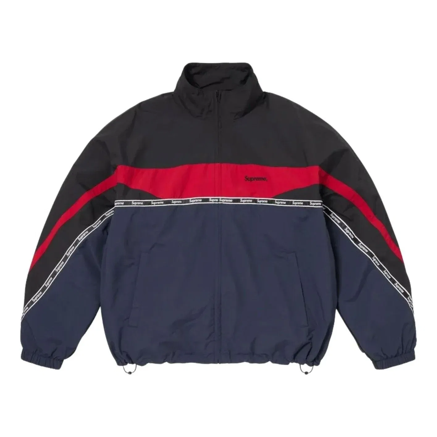 Спортивная куртка Supreme SS26 с логотипом и лентой, темно-синяя, SUP-SS26-263-NVY