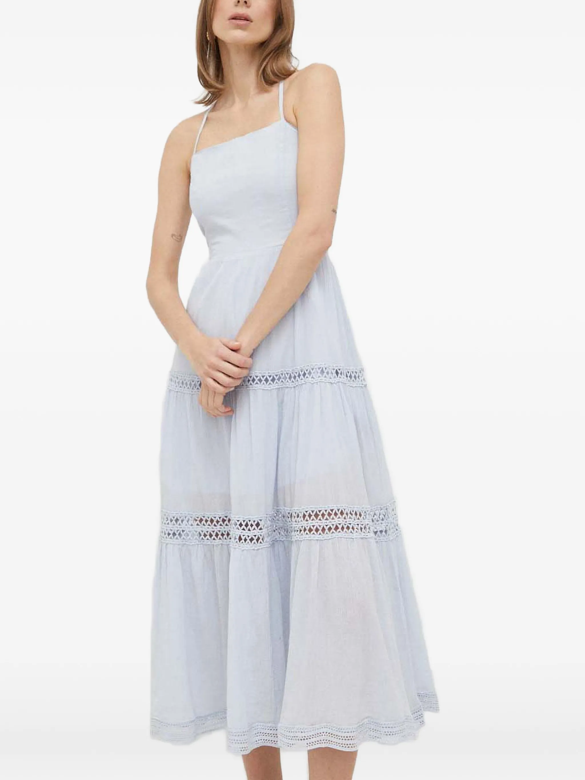 

Ярусное платье миди с кружевной отделкой Guess Usa, синий