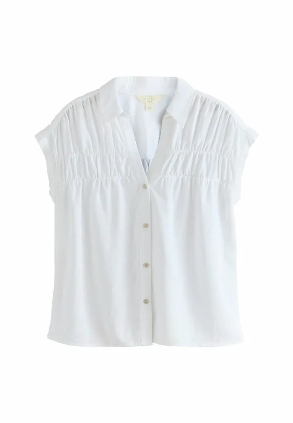 Блузка прямого кроя с коротким рукавом и пуговицами Next, White