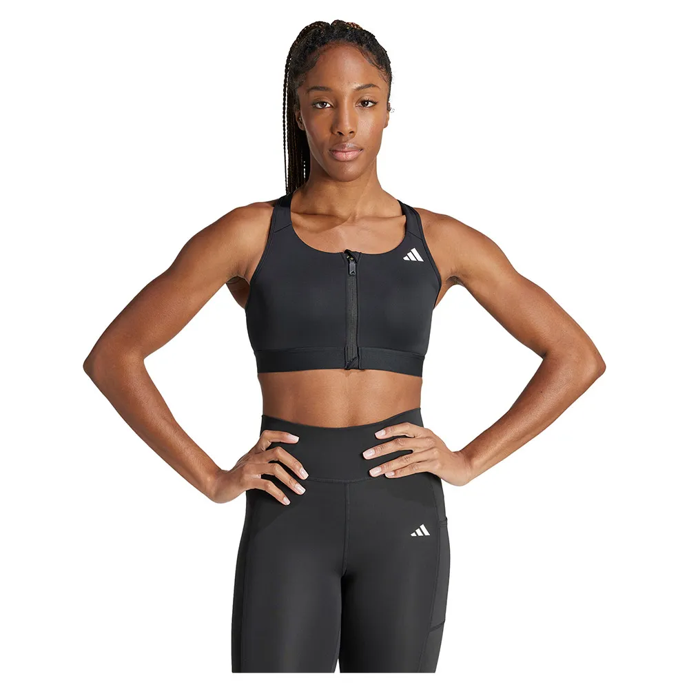

Спортивный бюстгальтер adidas Powerreact Zip Medium Impact Sports Bra, черный
