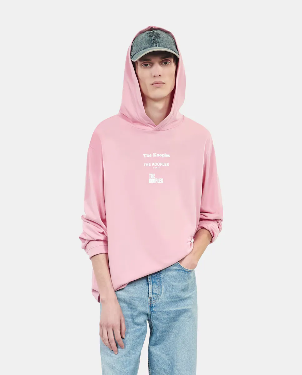 

Мужская футболка с длинным рукавом и капюшоном The Kooples, цвет Rosa