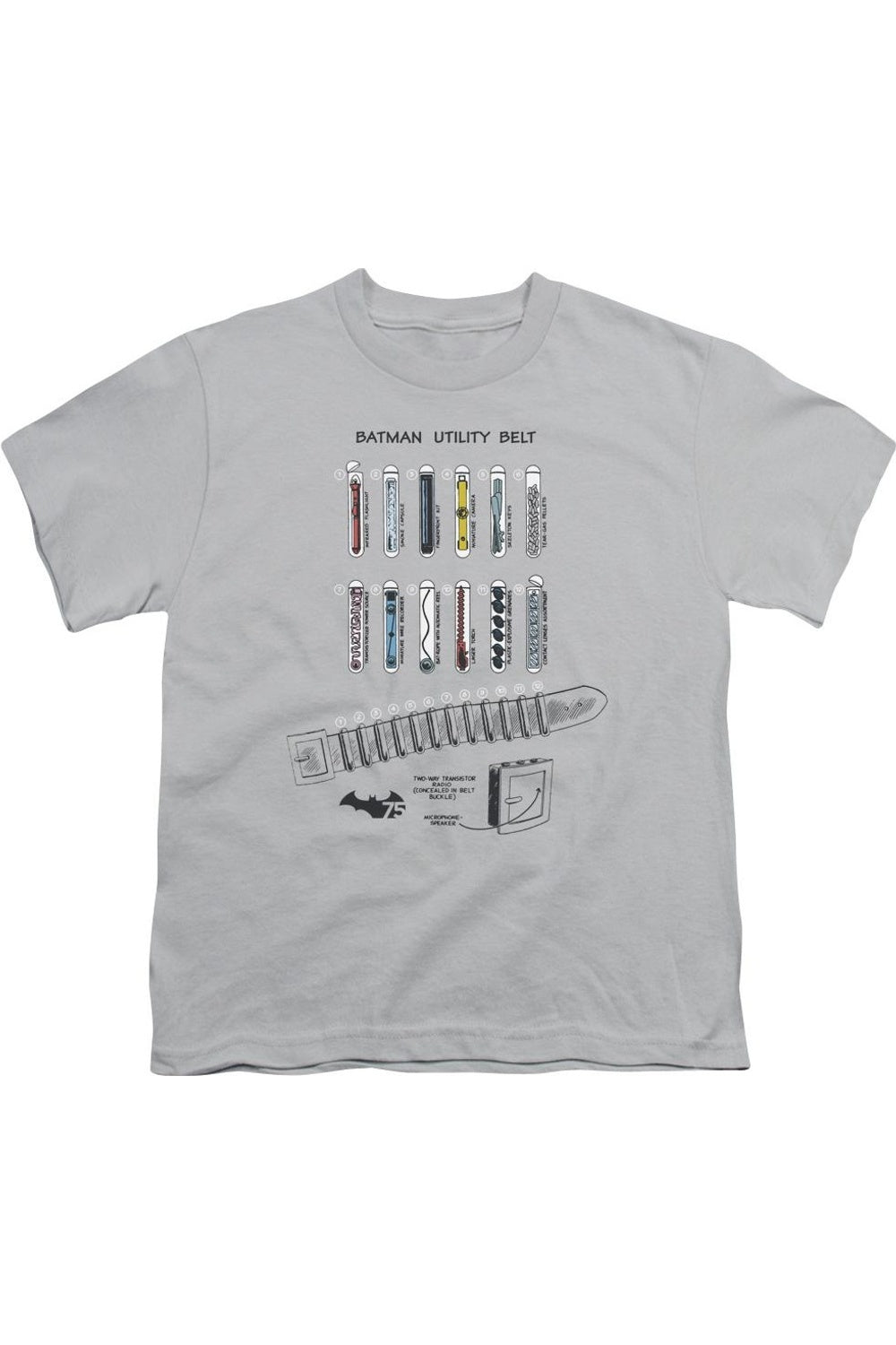 

Футболка с коротким рукавом для детей "Пояс Бэтмена" Gildan, серебряный