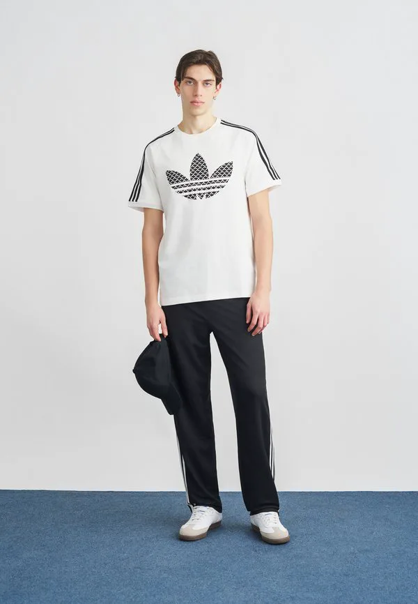 Футболка с монограммой и полосками Adidas Originals, White — фото 2