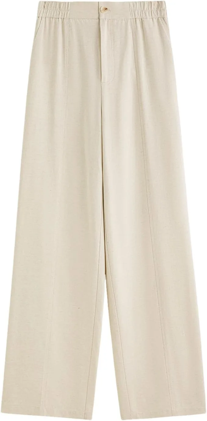 

Женские брюки с высокой талией из льна