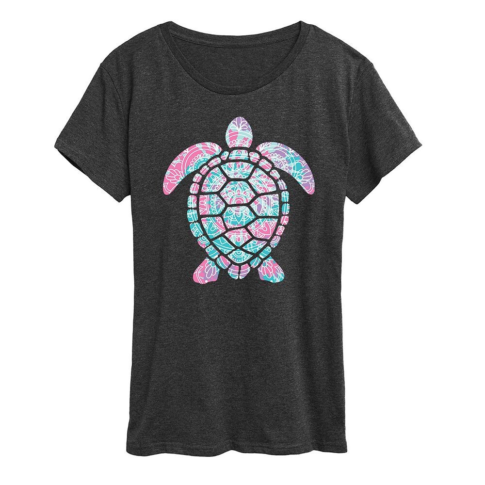 

Женская футболка с рисунком черепахи Tie Dye Mandala, цвет Heather Charcoal