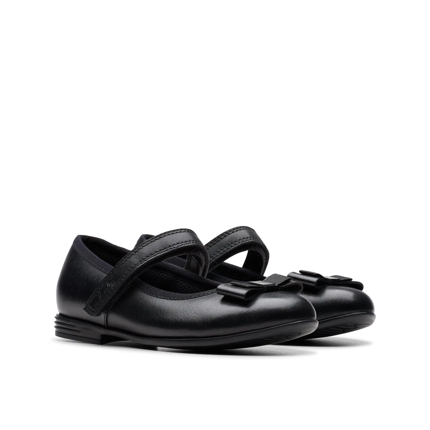 Школьные туфли Clarks Finja Tap, кожаные, на липучке, черные — фото 4