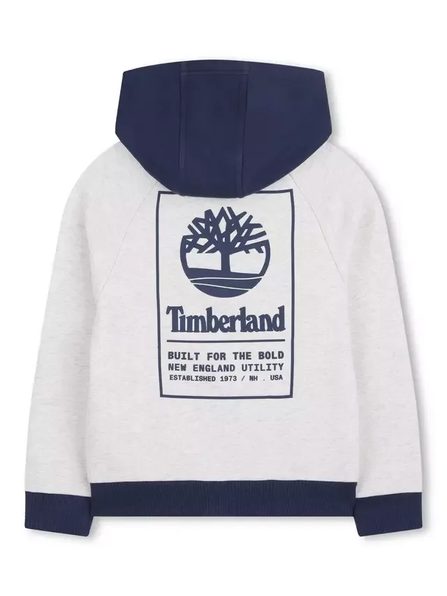 Детская толстовка на молнии с цветными блоками, бежево-меловая Timberland — фото 2