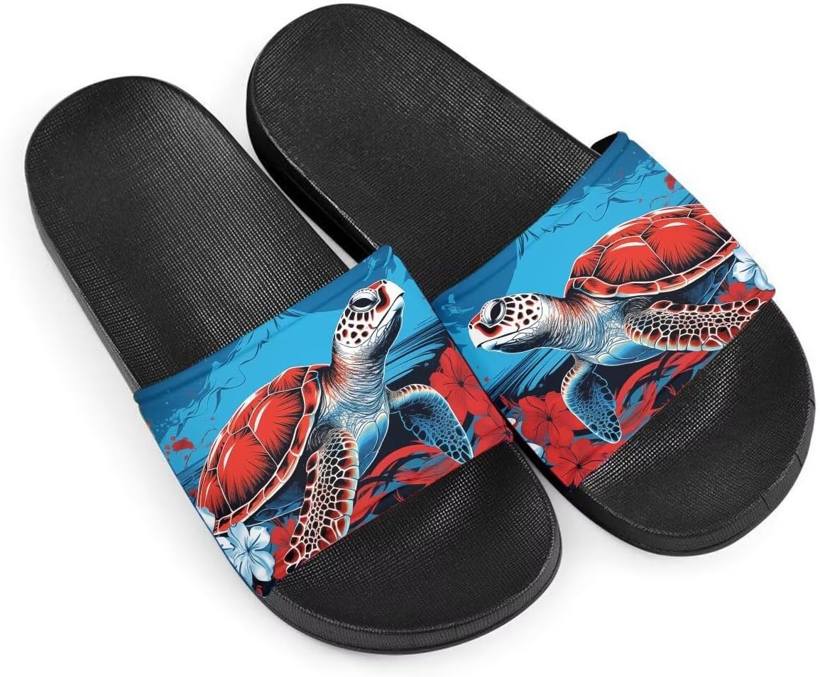 

Женские модные сандалии с уникальным дизайном, с узором черепахи, на плоской подошве, с противоскользящей подошвой из ЭВА, легкие повседневные домашние и тапочки Getelinseng, красный