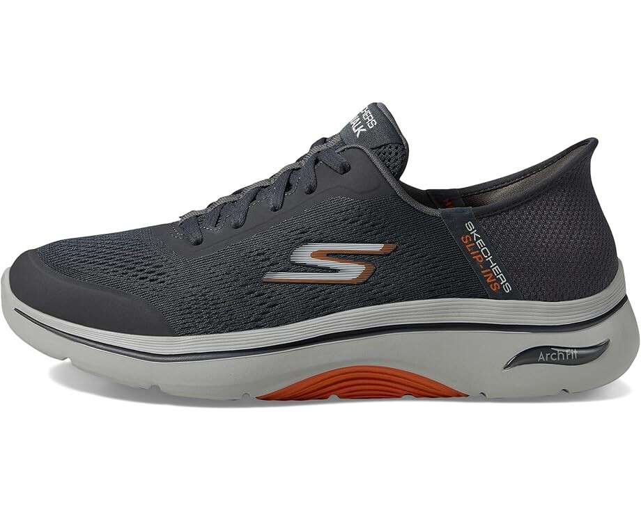Кроссовки SKECHERS Hands Free Slip-Ins Go Walk Arch Fit 2.0 - Simplicity 2, цвет Charcoal/Orange — фото 4