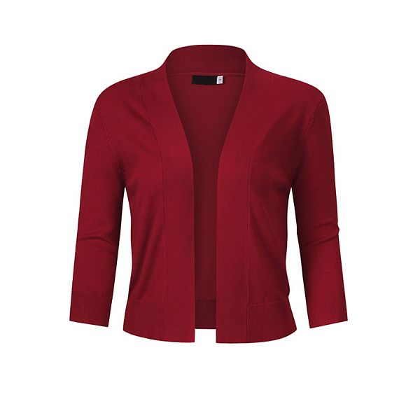

Женский укороченный кардиган с 3/4 рукавом Seoria, Wine Red