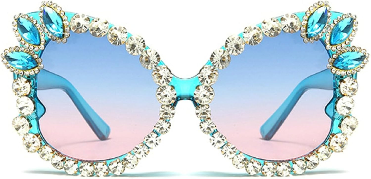 

Солнцезащитные очки в форме бабочки для женщин и мужчин, винтажные, с бриллиантами и стразами, в стиле ретро, ​​для рейв-вечеринок, Хэллоуина, с защитой от ультрафиолета UV400 mincl, Blue