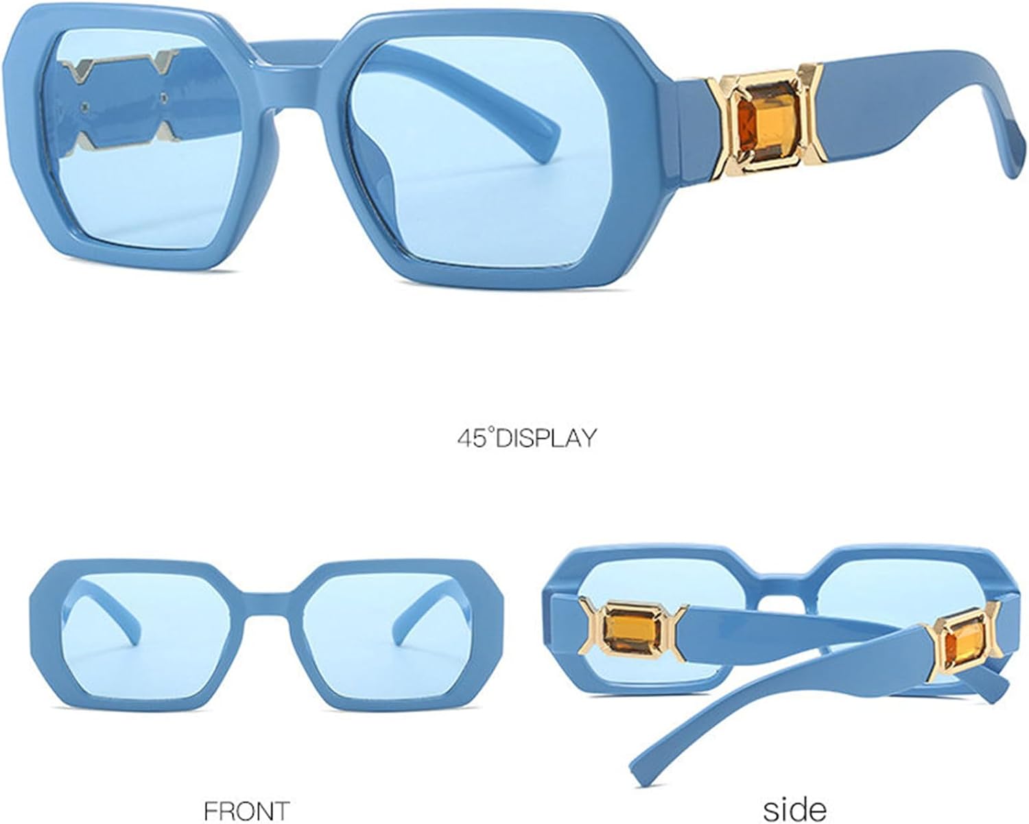 

Willochra Модные прямоугольные солнцезащитные очки со стразами для женщин, квадратные, с бриллиантами, маленькие, с кристаллами, для вечеринок и вождения, 2pcs-blue&white