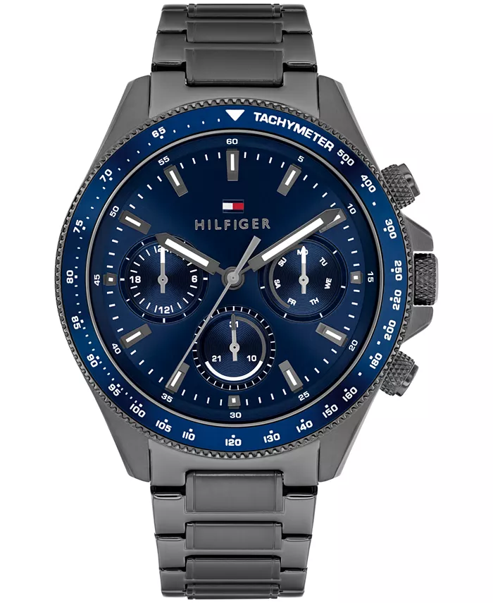 

Мужские многофункциональные ионизированные серые часы с браслетом из нержавеющей стали, 44мм Tommy Hilfiger