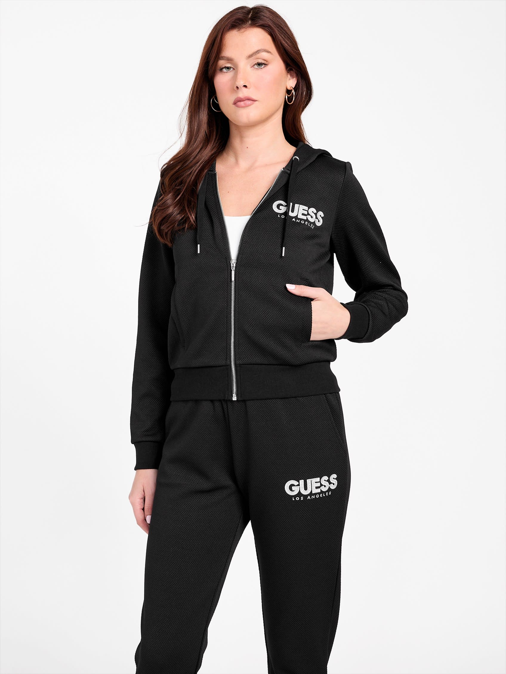 

Толстовка с капюшоном Casandra Jacquard на молнии Guess Factory, черный