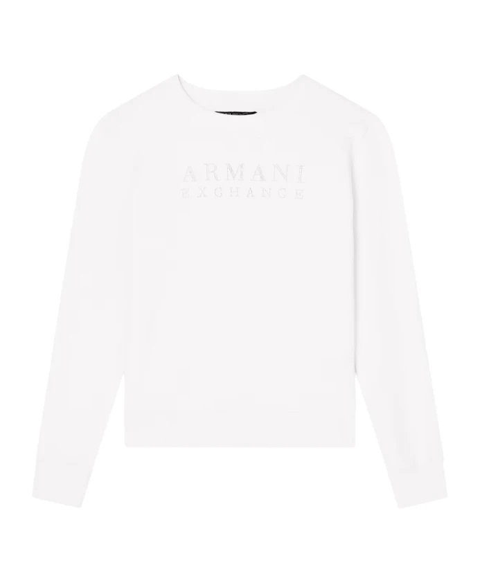 

Пуловер с длинными рукавами и круглым вырезом и логотипом Armani Exchange, белый