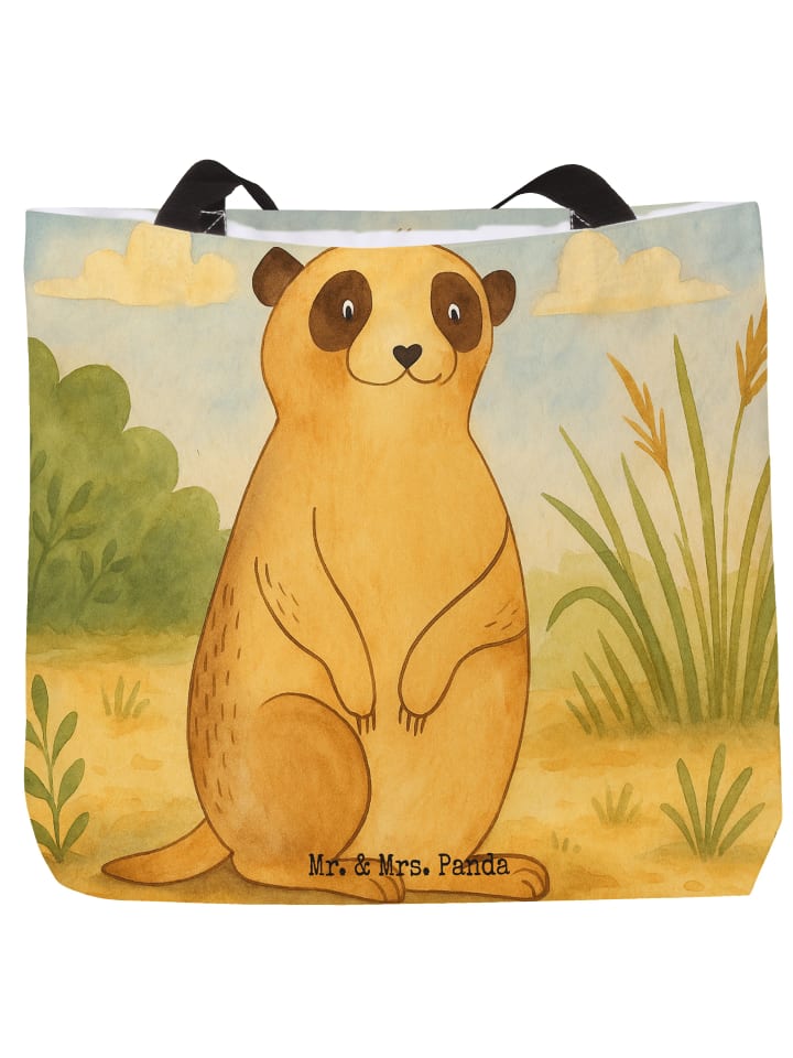 

Сумка-шоппер с рисунком суриката, без слогана, белого цвета Mr. & Mrs. Panda