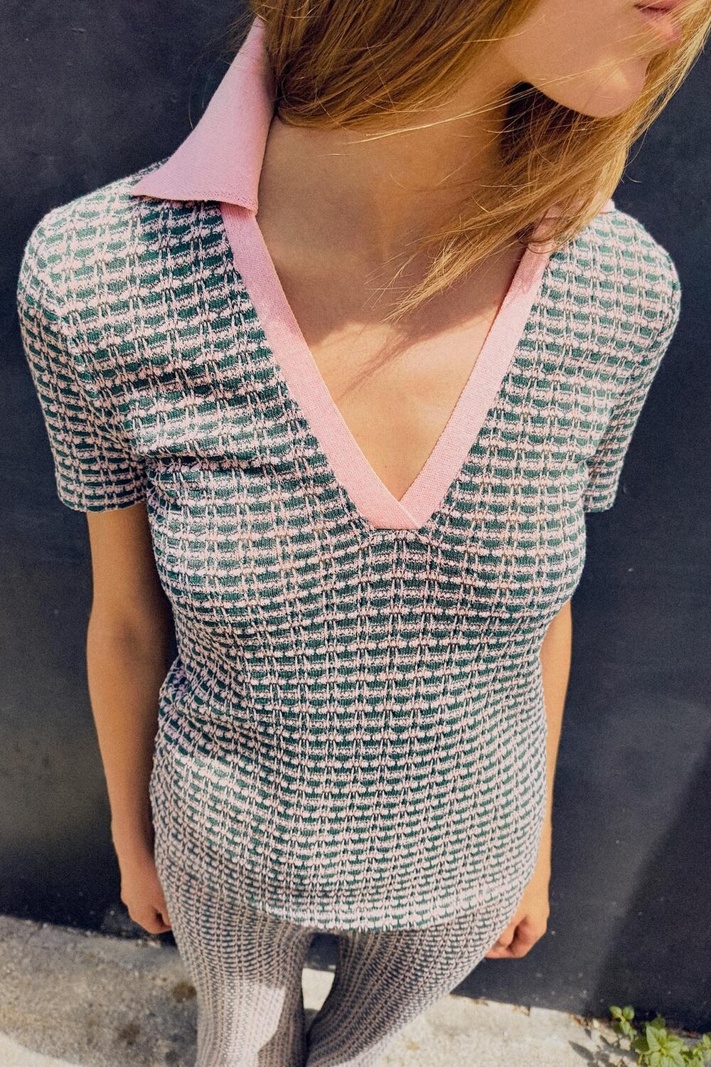 

Жаккардовая футболка поло ZARA, цвет greenish