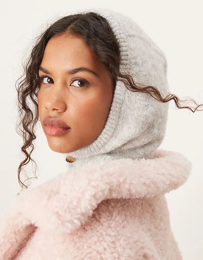 

Капюшон ASOS DESIGN светло-серого цвета с пуговицами