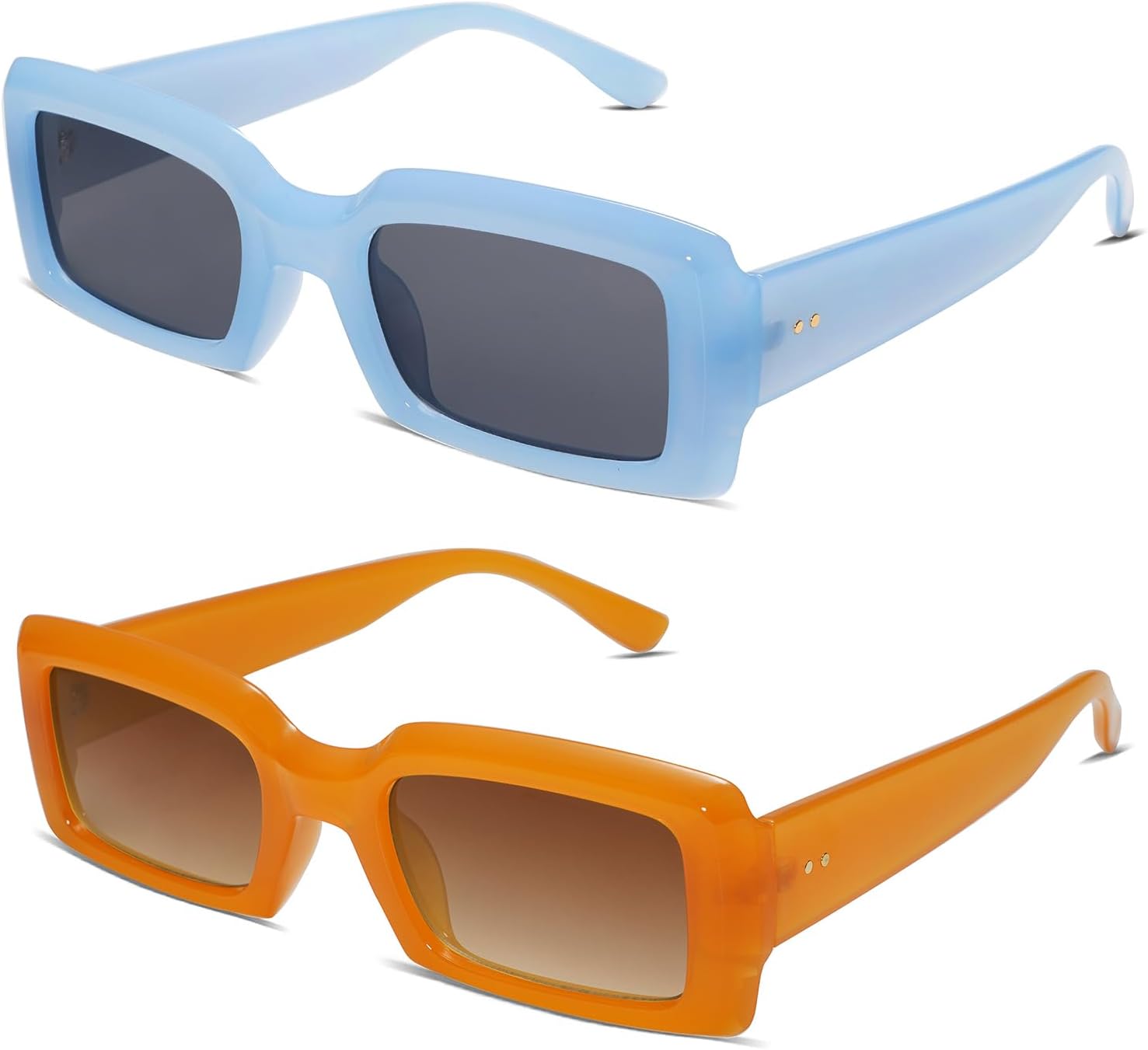 

Солнцезащитные очки Allarallvr Trendy Rectangle для женщин и мужчин, винтажные, квадратные, в стиле 90-х, с толстой оправой, телесного цвета, модель AR82002, Blue+orange