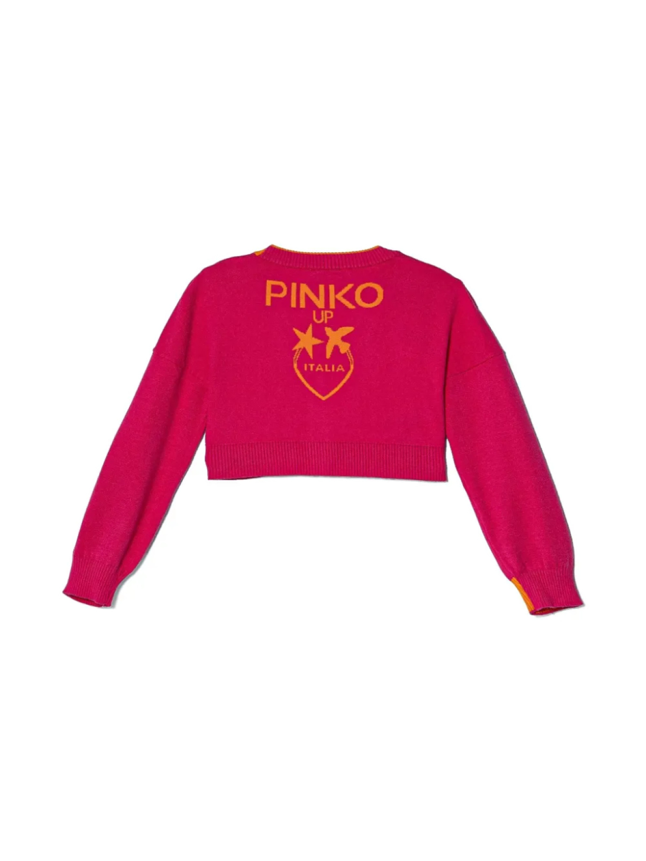 Кардиган с логотипом в технике интарсия Pinko Kids, розовый — фото 2