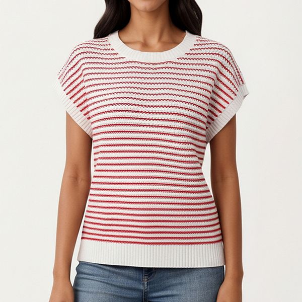 

Топ с полосками, вязаный, с рукавами-колокольчиками, резинкой и свободным кроем Anna-Kaci, Red