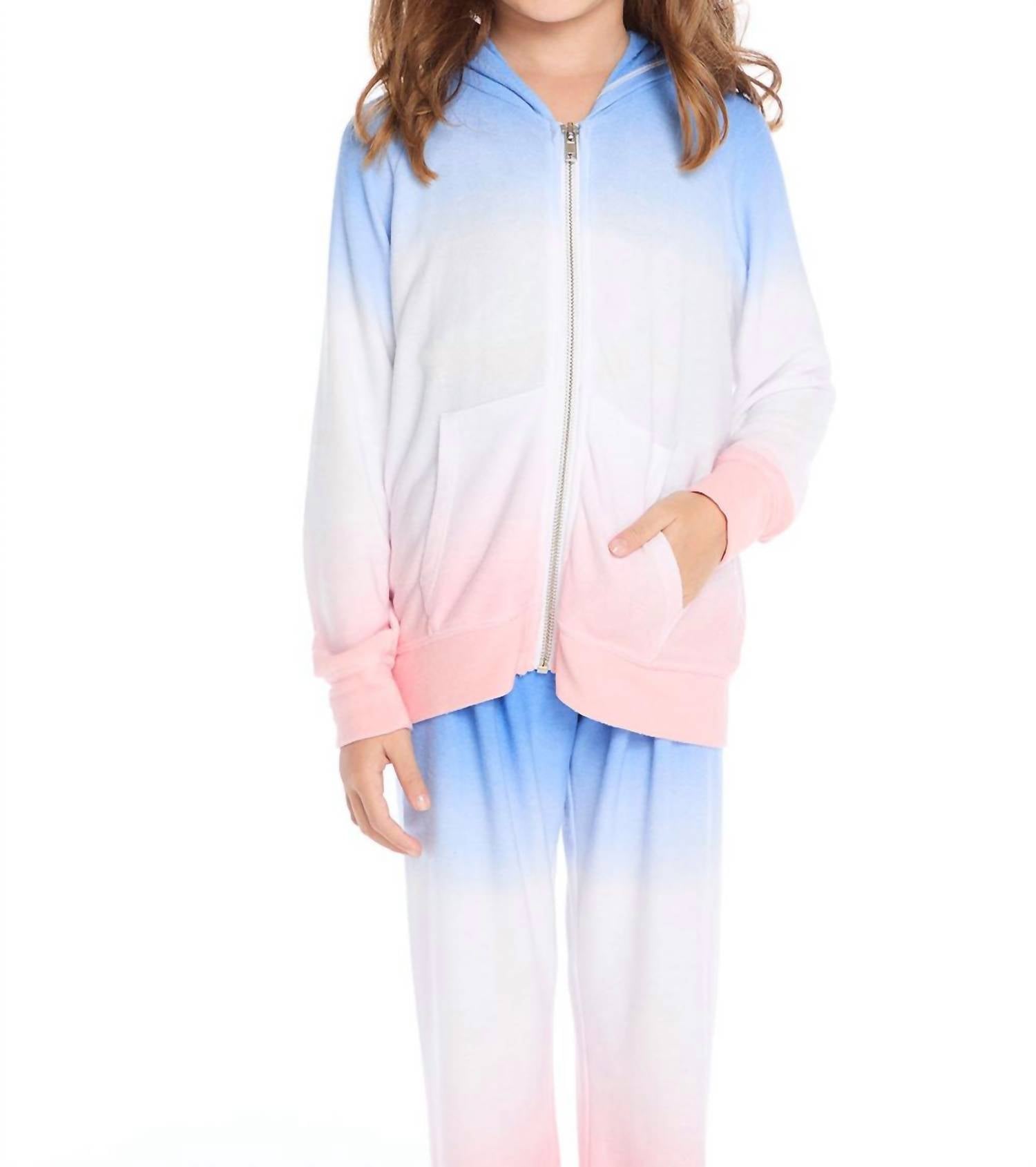 

Толстовка на молнии с принтом сахарной ваты, цвет: синий, белый, розовый, градиент Chaser, Blue White Pink Gradient